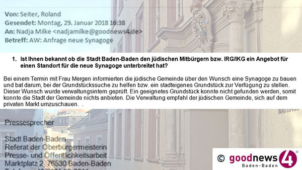 Baden-Badener Rathaus widerspricht sich bei Synagogen-Frage – Rolf Pilarski musste zweieinhalb Monate auf Antwort warten