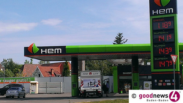 Kraftstoffpreise in Baden-Baden deutlich gestiegen – Super E 10 bis sieben Cent aufgeschlagen