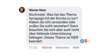 Erzürnter SPD-Stadtkreisvorsitzender Werner Henn – „Was hat das Thema Synagoge mit der Brücke zu tun?“